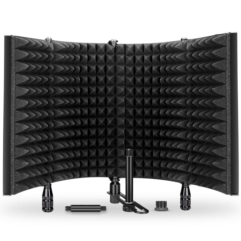 Aokeo Studio Recording Microphone Isolation Shield, Pop Filter.High density absorbent foam is used to filter vocal. Suitable for blue yeti and any condenser microphone recording equipment - Image 1